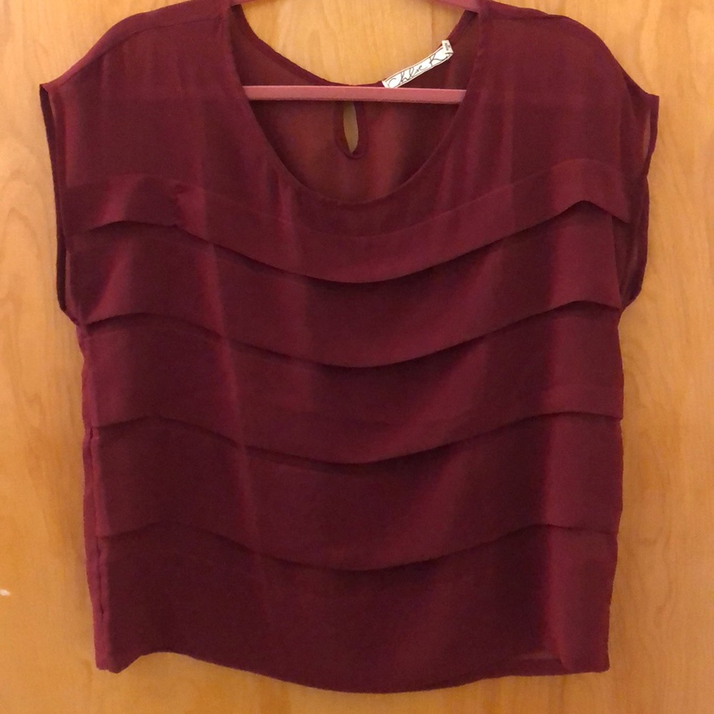 Nordstrom brand Maroon layered semi sheer shirt